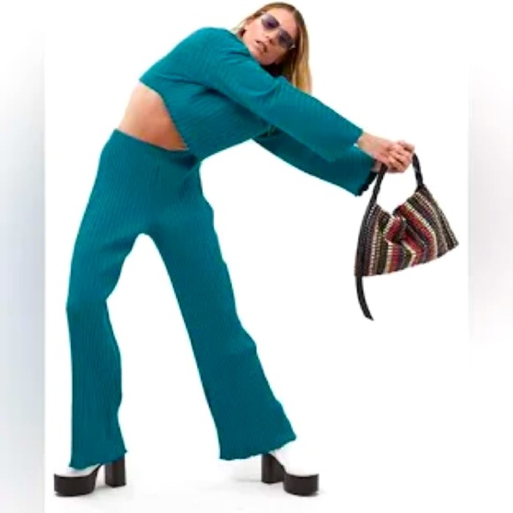 Simon Miller Cyrene Ribbed Knit Pant and Matching Long Sleeve Crop top SET XS